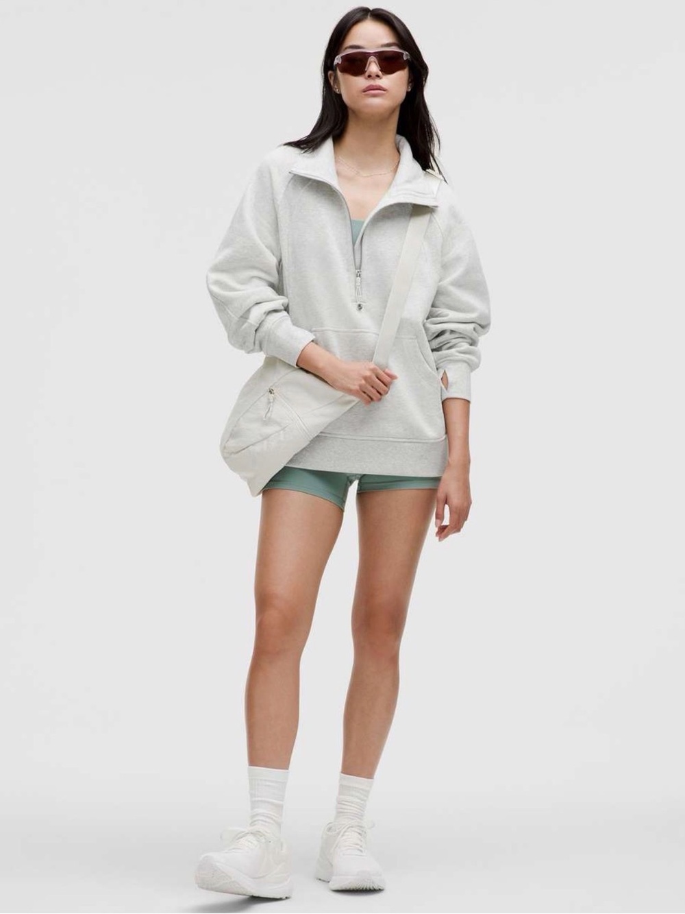 Lululemon Scuba Oversized Funnel Neck Half Zip Long M/L Heathered Grey NWT - Picture 3 of 6